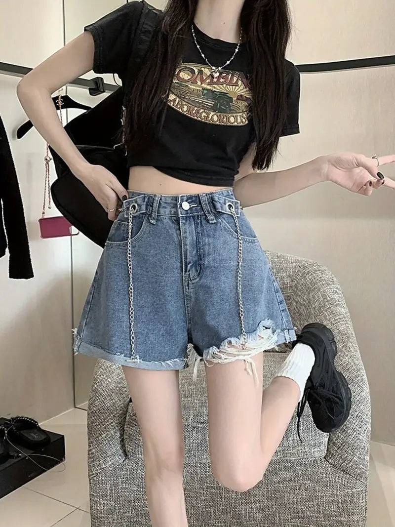 New Summer Collection for : High-Waisted A-Line Shorts in Plus Sizes, for Outdoor, For Teenager