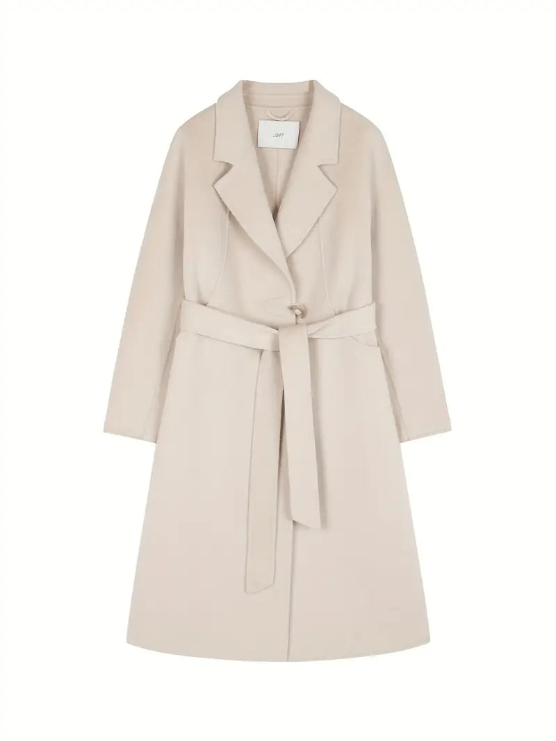 Double-sided Wool XWI Long Autumn and Winter Coat | Elegant Suit Collar for Women