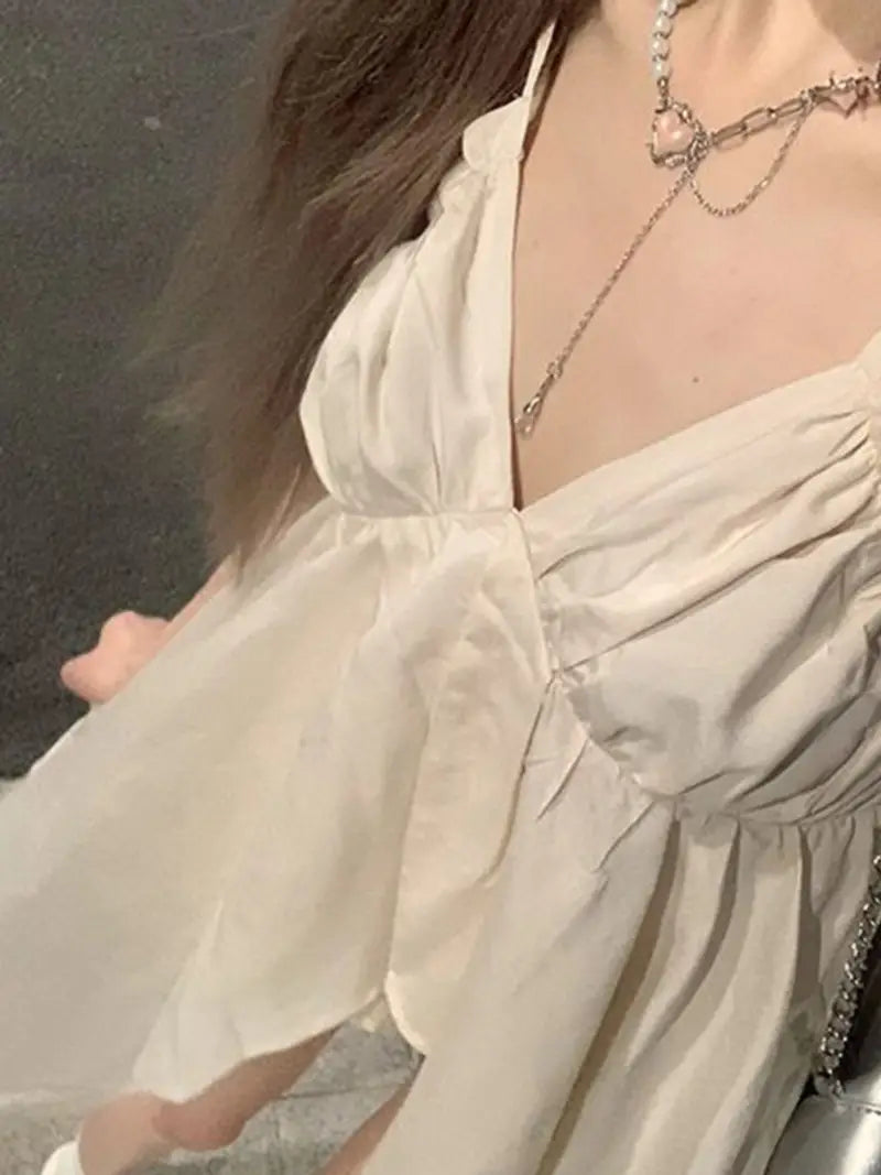 Women'S Ruffled V-Neck Asymmetrical Top Spaghetti Strap Cute Vest Gentle And Elegant Camisole