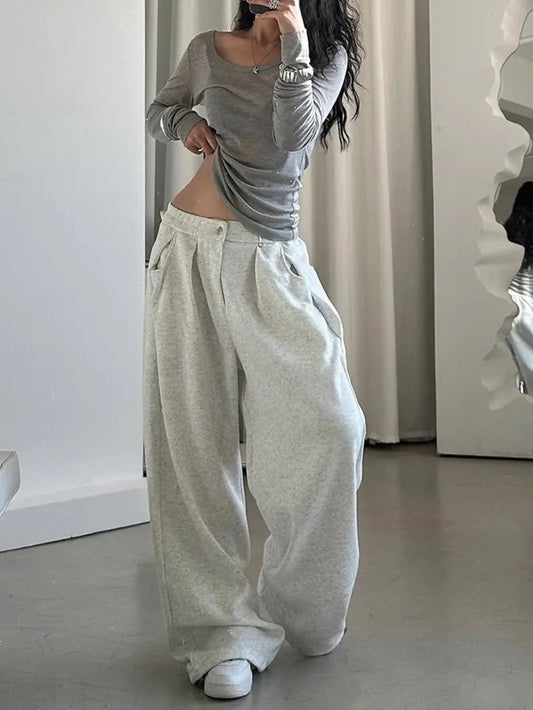 Women'S Casual Wide-Leg Flare Pants - Loose Fit, Non-Stretch Fabric, Solid Black, Summer & Autumn Comfort, Perfect for Casual Attire, Comfortable | Relaxed Fit Pants | Nonstretch Fabric
