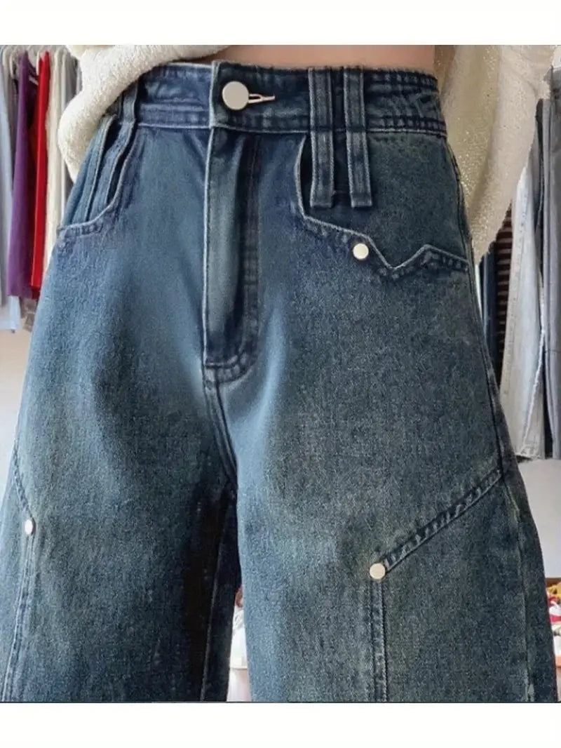 Women'S High-Waist Slim Straight Leg Denim Shorts - Mid-Length, Button Closure, Casual Summer Style, Light Blue, High Waist Shorts