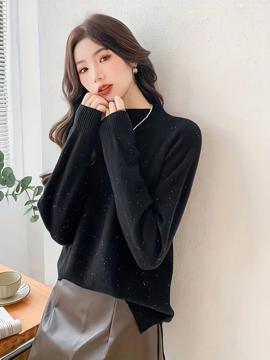 [Winter|Luxury] Super Warm, Soft Cashmere Sweater | Pure Loose Knitted, Semi High Neck Base | High-end, Light Luxury, Thick Solid Color, Suitable for Light Skin, Sensitive Skin
