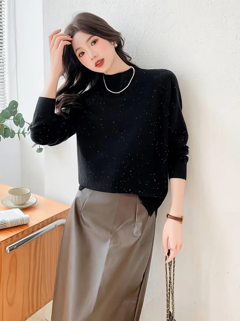 [Winter|Luxury] Super Warm, Soft Cashmere Sweater | Pure Loose Knitted, Semi High Neck Base | High-end, Light Luxury, Thick Solid Color, Suitable for Light Skin, Sensitive Skin