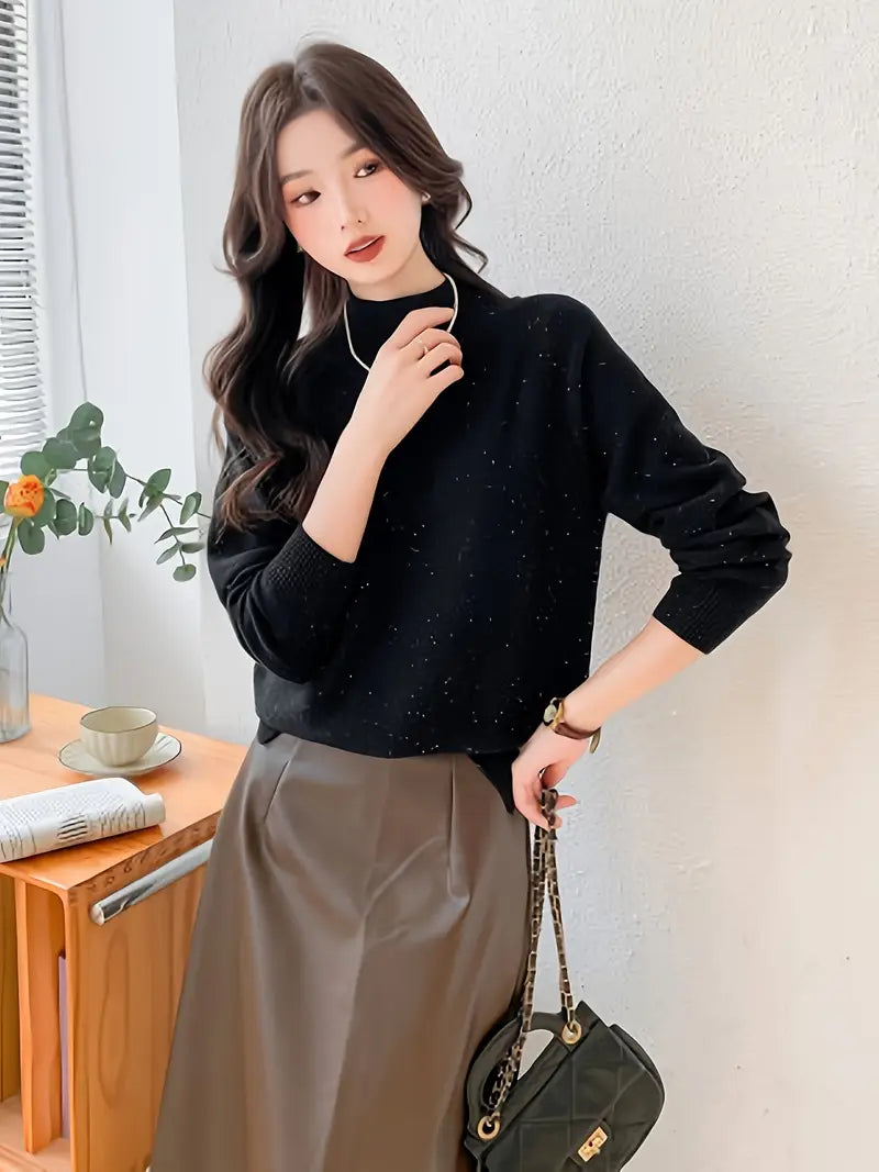 [Winter|Luxury] Super Warm, Soft Cashmere Sweater | Pure Loose Knitted, Semi High Neck Base | High-end, Light Luxury, Thick Solid Color, Suitable for Light Skin, Sensitive Skin