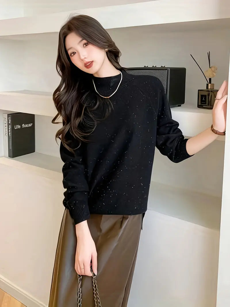 [Winter|Luxury] Super Warm, Soft Cashmere Sweater | Pure Loose Knitted, Semi High Neck Base | High-end, Light Luxury, Thick Solid Color, Suitable for Light Skin, Sensitive Skin