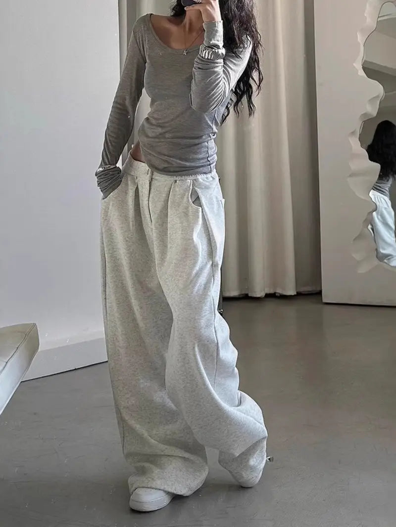 Women'S Casual Wide-Leg Flare Pants - Loose Fit, Non-Stretch Fabric, Solid Black, Summer & Autumn Comfort, Perfect for Casual Attire, Comfortable | Relaxed Fit Pants | Nonstretch Fabric