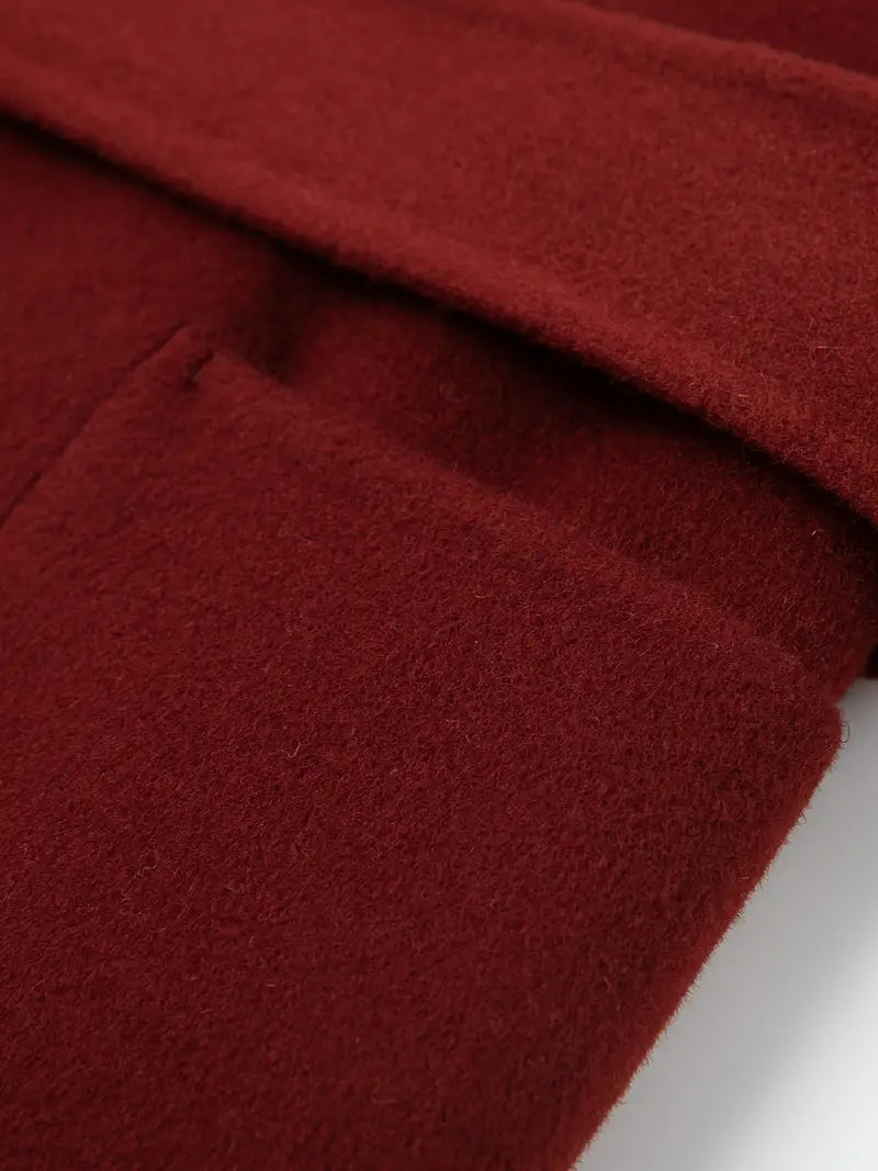 Wool Red Double-Faced Coat - Stylish Belted Woolen Winter Coat for Women, Winter Outerwear | Stylish Red Coat | Belted Coat